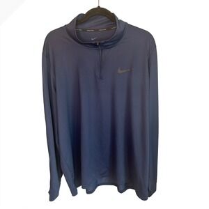 Nike Pro Dri‎ Fit Men's XL Navy Blue Quarter Zip Long Sleeve Lightweight Shirt